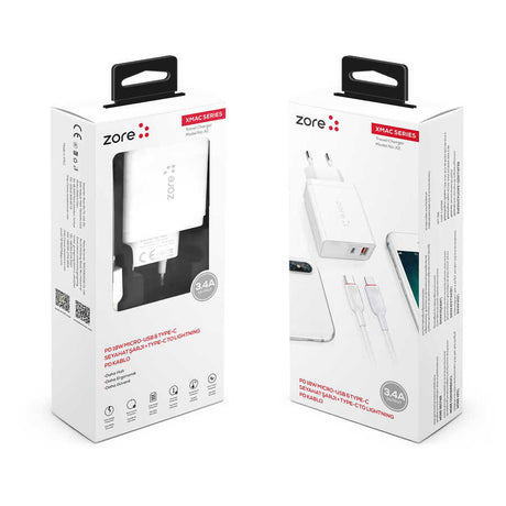 ​Zore XMac Serisi ZR-X2 PD To Lightning 2 in 1 Şarj Seti